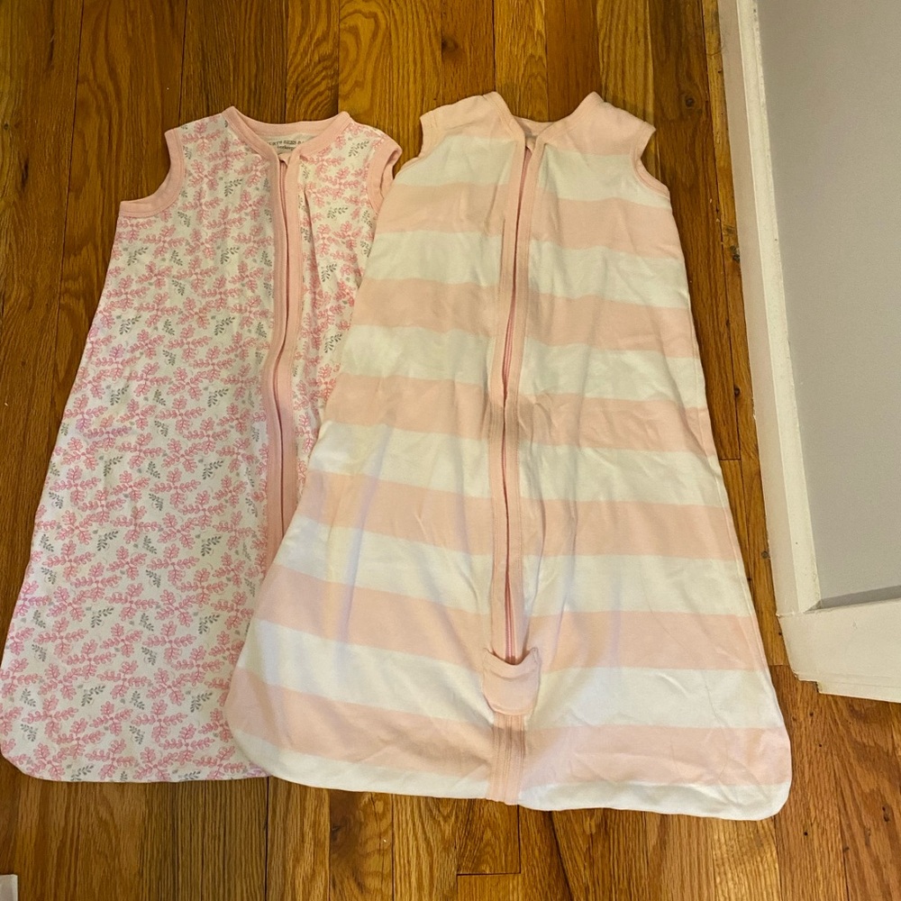 Burt's Bees Baby Pink and White sleep sacks
